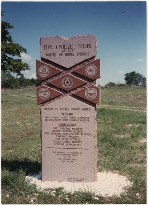 Primary view of object titled 'Five Civilized Tribes at the Battle of Honey Springs Plaque'.