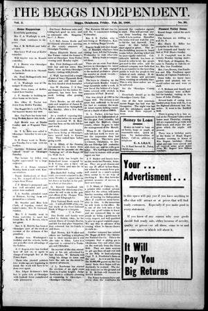 The Beggs Independent. (Beggs, Okla.), Vol. 3, No. 50, Ed. 1 Friday, February 26, 1909