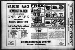 The Beggs Independent (Beggs, Okla.), Vol. 5, No. 30, Ed. 1 Friday, October 7, 1910