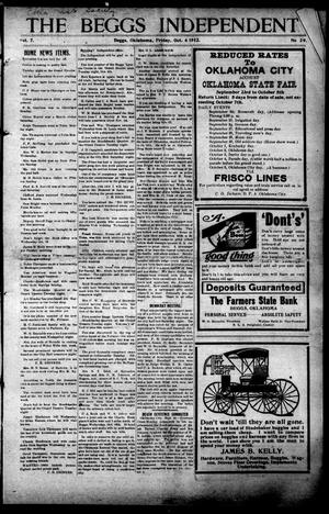 The Beggs Independent (Beggs, Okla.), Vol. 7, No. 29, Ed. 1 Friday, October 4, 1912