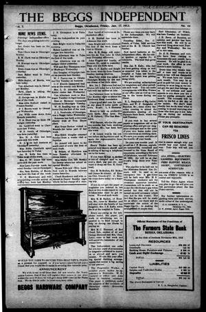 The Beggs Independent (Beggs, Okla.), Vol. 7, No. 44, Ed. 1 Friday, January 17, 1913