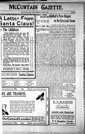 Primary view of object titled 'McCurtain Gazette. (Idabel, Okla.), Vol. 7, No. 19, Ed. 1 Wednesday, November 29, 1911'.