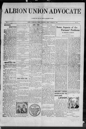 Albion Union Advocate (Albion, Okla.), Vol. 1, No. 13, Ed. 1 Friday, January 27, 1922