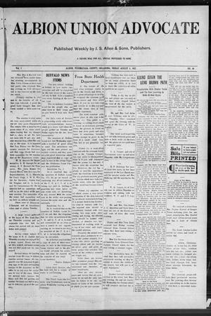 Albion Union Advocate (Albion, Okla.), Vol. 1, No. 40, Ed. 1 Friday, August 4, 1922