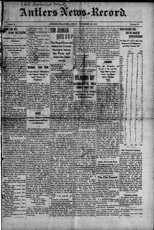 Antlers News-Record. (Antlers, Okla.), Vol. 10, No. 31, Ed. 1 Friday, November 22, 1912