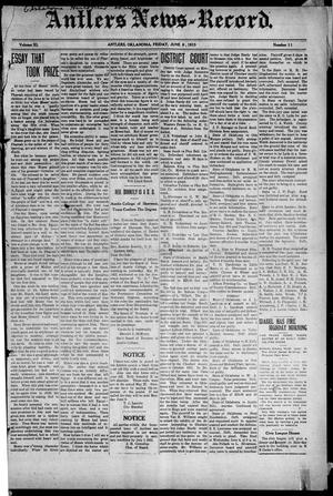 Antlers News-Record. (Antlers, Okla.), Vol. 11, No. 11, Ed. 1 Friday, June 6, 1913