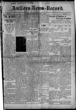 Antlers News-Record. (Antlers, Okla.), Vol. 11, No. 15, Ed. 1 Friday, July 4, 1913
