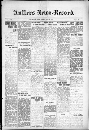 Primary view of object titled 'Antlers News-Record. (Antlers, Okla.), Vol. 14, No. 23, Ed. 1 Friday, August 25, 1916'.