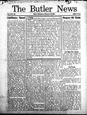 The Butler News (Butler, Okla.), Vol. 1, No. 36, Ed. 1 Friday, February 25, 1910