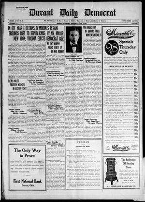 Primary view of object titled 'Durant Daily Democrat (Durant, Okla.), Vol. 19, No. 56, Ed. 1 Wednesday, November 9, 1921'.