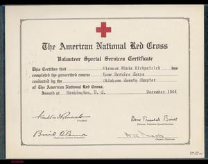 Eleanor Kirkpatrick's American National Red Cross Certificate