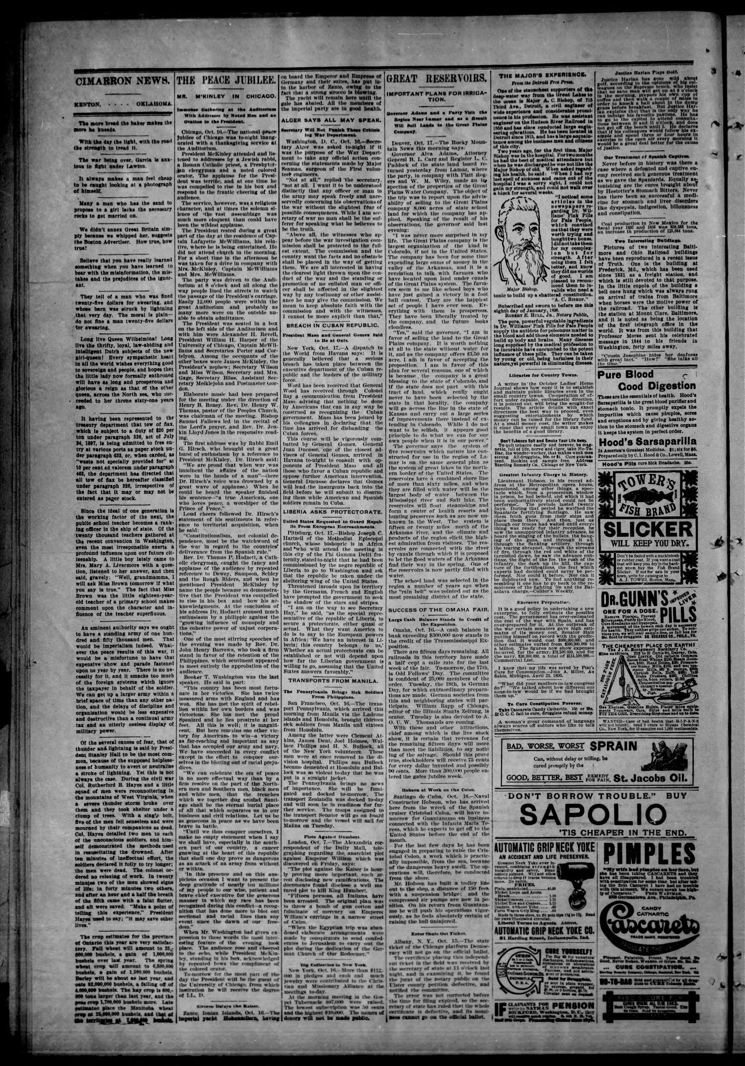 The Cimarron News. (Kenton, Okla.), Vol. 1, No. 11, Ed. 1 Friday, October 21, 1898
                                                
                                                    [Sequence #]: 2 of 4
                                                