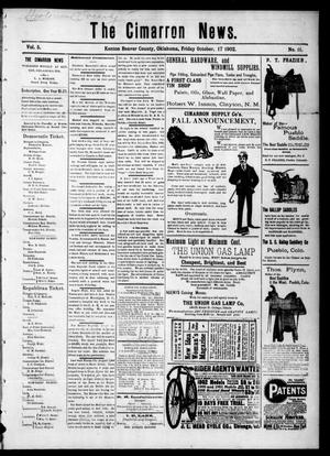The Cimarron News. (Kenton, Okla.), Vol. 5, No. 11, Ed. 1 Friday, October 17, 1902