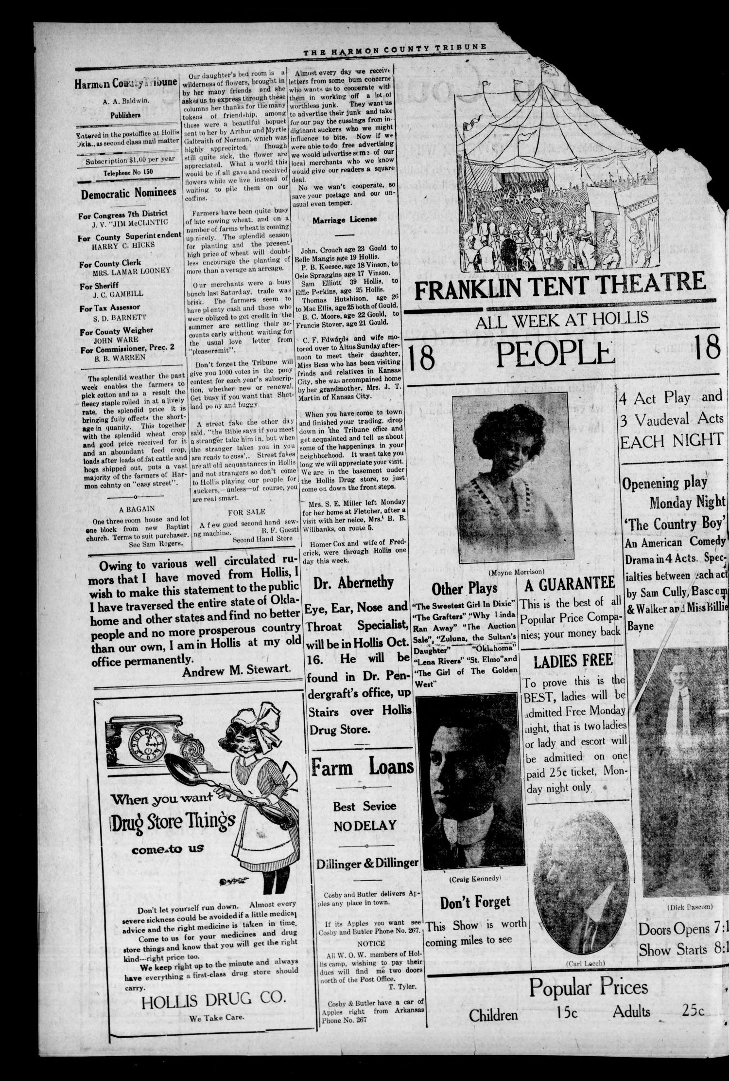 Harmon County Tribune (Hollis, Okla.), Vol. 7, No. 7, Ed. 1 Thursday, October 5, 1916
                                                
                                                    [Sequence #]: 4 of 8
                                                