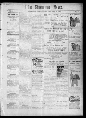 Primary view of object titled 'The Cimarron News. (Kenton, Okla.), Vol. 4, No. 34, Ed. 1 Friday, March 28, 1902'.
