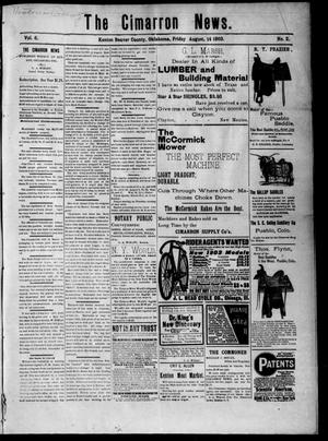 Primary view of object titled 'The Cimarron News. (Kenton, Okla.), Vol. 6, No. 2, Ed. 1 Friday, August 14, 1903'.