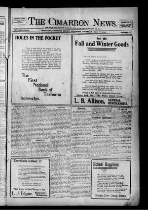 The Cimarron News. (Boise City, Okla.), Vol. 15, No. 17, Ed. 1 Thursday, November 7, 1912