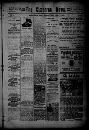 Primary view of object titled 'The Cimarron News. (Kenton, Okla.), Vol. 1, No. 9, Ed. 1 Friday, October 7, 1898'.