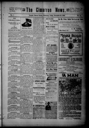 The Cimarron News. (Kenton, Okla.), Vol. 1, No. 16, Ed. 1 Friday, November 25, 1898