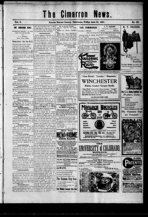 Primary view of object titled 'The Cimarron News. (Kenton, Okla.), Vol. 3, No. 46, Ed. 1 Friday, June 21, 1901'.
