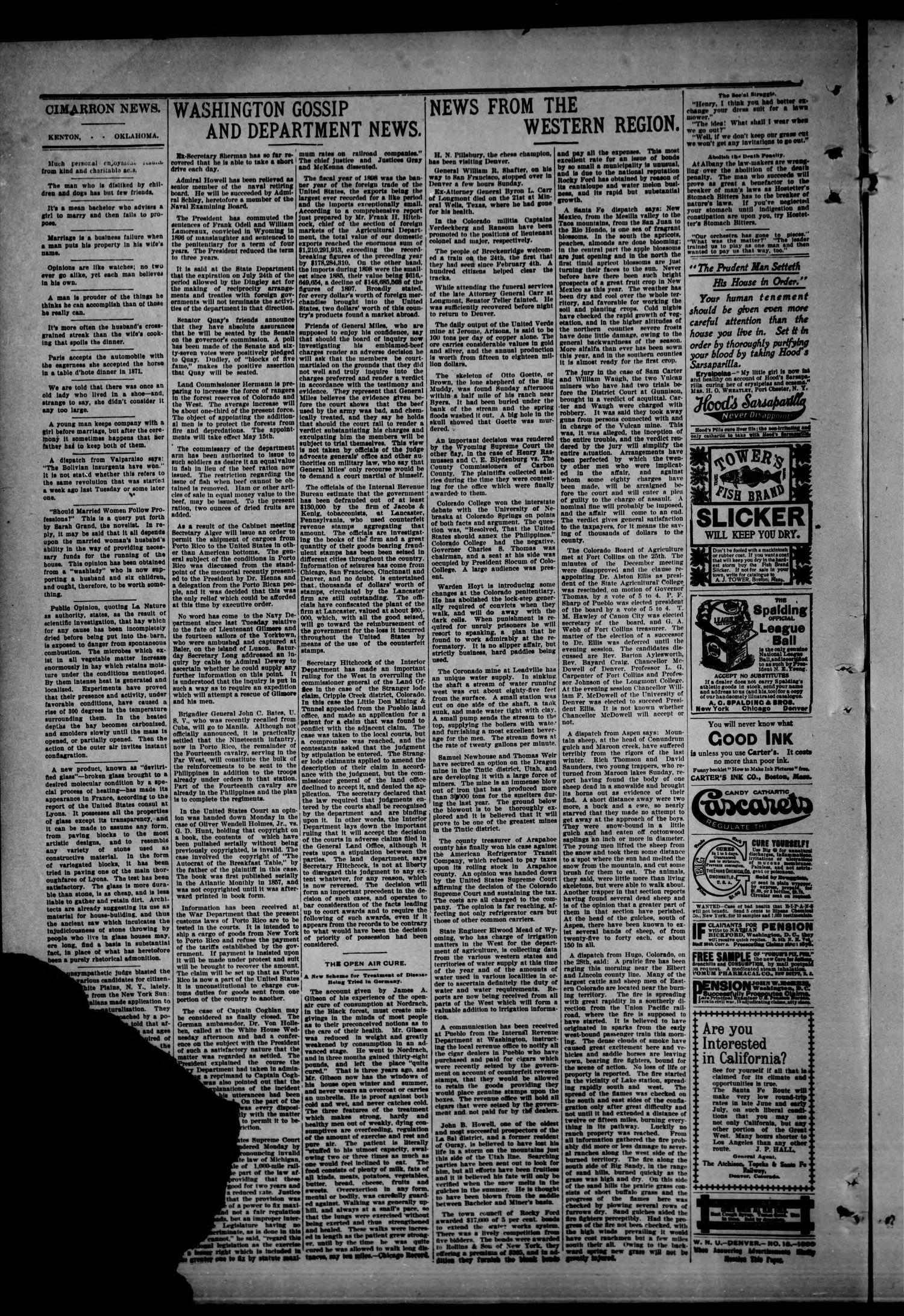 The Cimarron News. (Kenton, Okla.), Vol. 1, No. 39, Ed. 1 Friday, May 5, 1899
                                                
                                                    [Sequence #]: 2 of 6
                                                