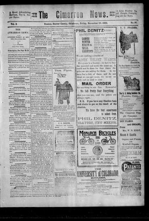 Primary view of object titled 'The Cimarron News. (Kenton, Okla.), Vol. 3, No. 16, Ed. 1 Friday, November 23, 1900'.