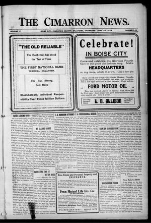 The Cimarron News. (Boise City, Okla.), Vol. 17, No. 49, Ed. 1 Thursday, June 24, 1915