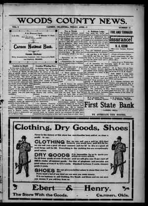 Woods County News. (Carmen, Okla.), Vol. 8, No. 23, Ed. 1 Friday, April 27, 1906