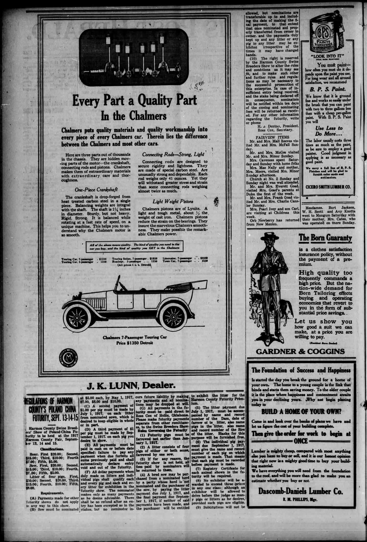 The Hollis Post-Herald. (Hollis, Okla.), Vol. 14, No. 30, Ed. 1 Thursday, March 29, 1917
                                                
                                                    [Sequence #]: 2 of 8
                                                