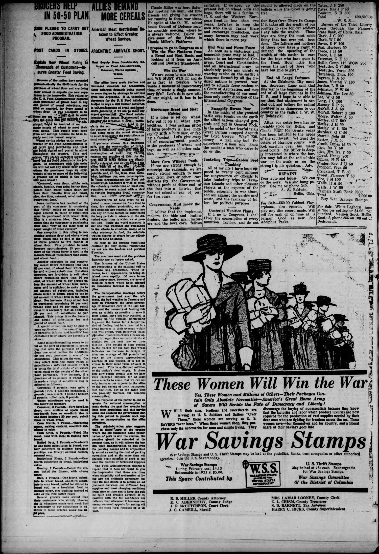 The Hollis Post-Herald. (Hollis, Okla.), Vol. 15, No. 36, Ed. 1 Thursday, May 9, 1918
                                                
                                                    [Sequence #]: 4 of 12
                                                