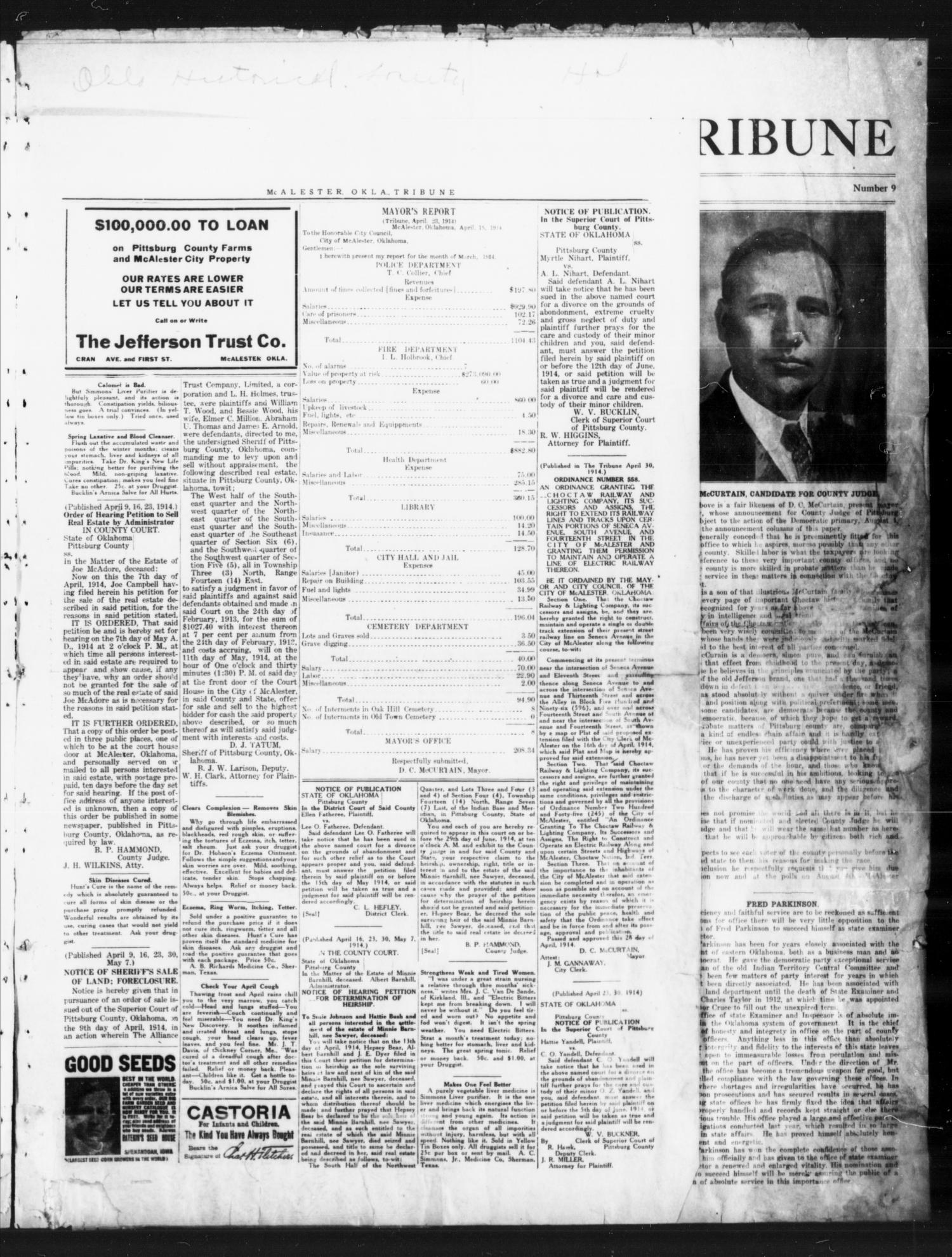 McAlester Weekly Tribune (McAlester, Okla.), Vol. 5, No. 12, Ed. 1 Thursday, April 30, 1914
                                                
                                                    [Sequence #]: 3 of 4
                                                