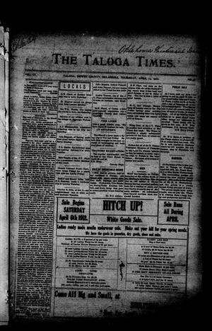Primary view of object titled 'The Taloga Times. (Taloga, Okla.), Vol. 15, No. 38, Ed. 1 Thursday, April 11, 1912'.