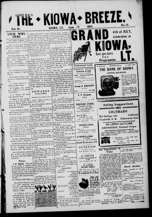 Primary view of object titled 'The Kiowa Breeze. (Kiowa, Indian Terr.), Vol. 4, No. 13, Ed. 1 Friday, June 30, 1905'.