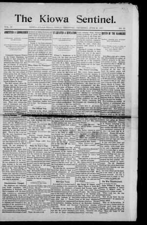 Primary view of object titled 'The Kiowa Sentinel. (Kiowa, Indian Terr.), Vol. 4, No. 23, Ed. 1 Thursday, June 20, 1907'.