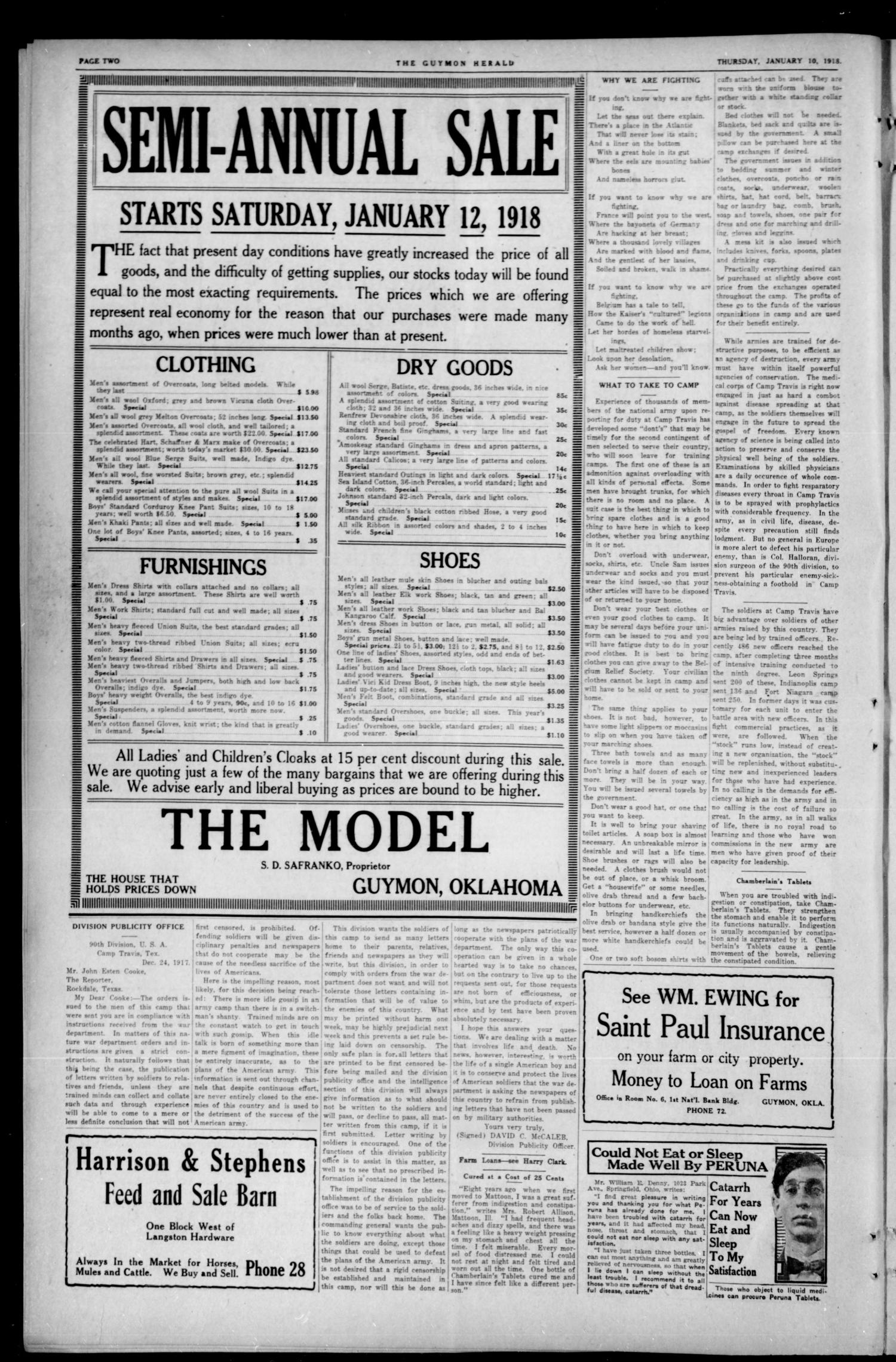 The Guymon Herald. (Guymon, Okla.), Vol. 27, No. 45, Ed. 1 Thursday, January 10, 1918
                                                
                                                    [Sequence #]: 2 of 8
                                                