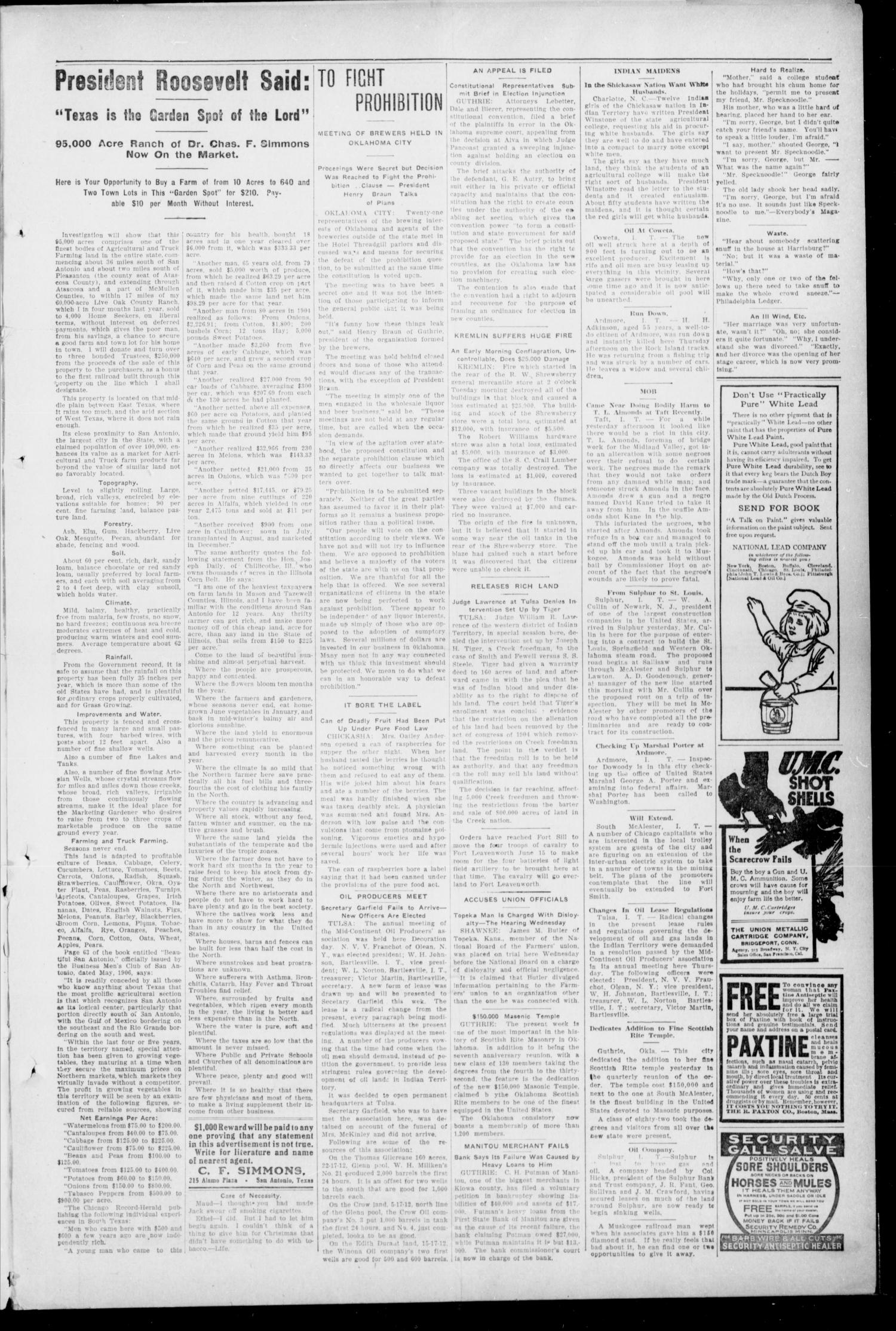 The Crowder City Guardian (Crowder, Indian Terr.), Vol. 2, No. 26, Ed. 1 Friday, June 7, 1907
                                                
                                                    [Sequence #]: 3 of 4
                                                