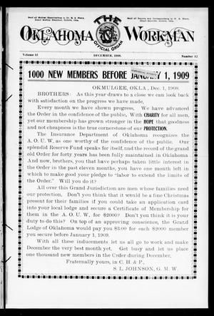 The Oklahoma Workman (Guthrie, Okla.), Vol. 13, No. 12, Ed. 1 Tuesday, December 1, 1908