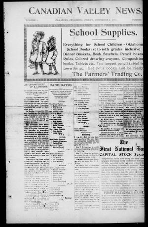 Canadian Valley News. (Canadian, Oklahoma), Vol. 1, No. 41, Ed. 1 Friday, September 1, 1911