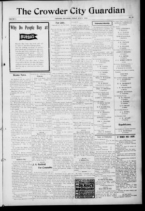 The Crowder City Guardian (Crowder, Oklahoma), Vol. 5, No. 35, Ed. 1 Friday, July 1, 1910