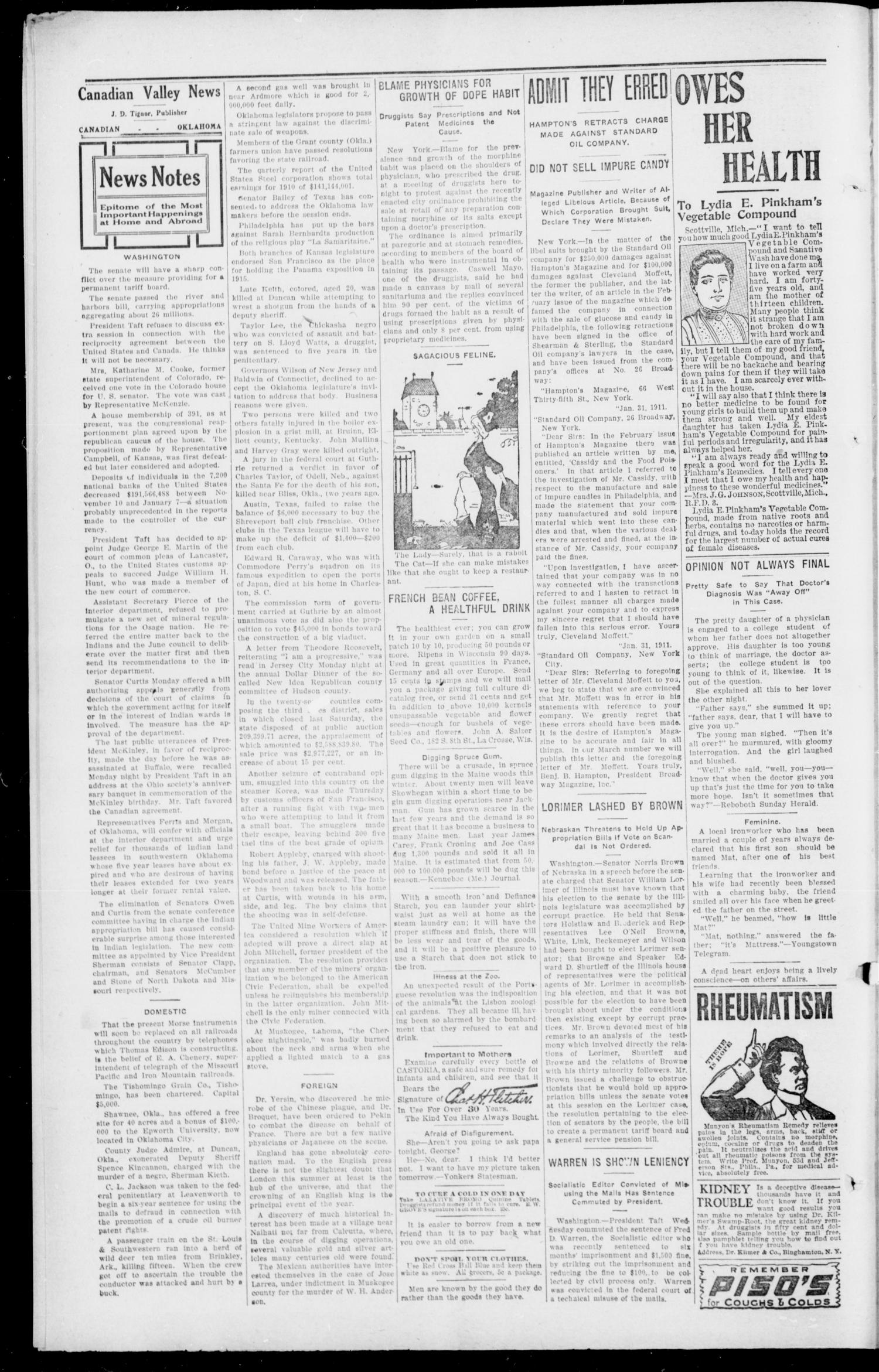 Canadian Valley News. (Canadian, Oklahoma), Vol. 1, No. 13, Ed. 1 Friday, February 10, 1911
                                                
                                                    [Sequence #]: 2 of 8
                                                
