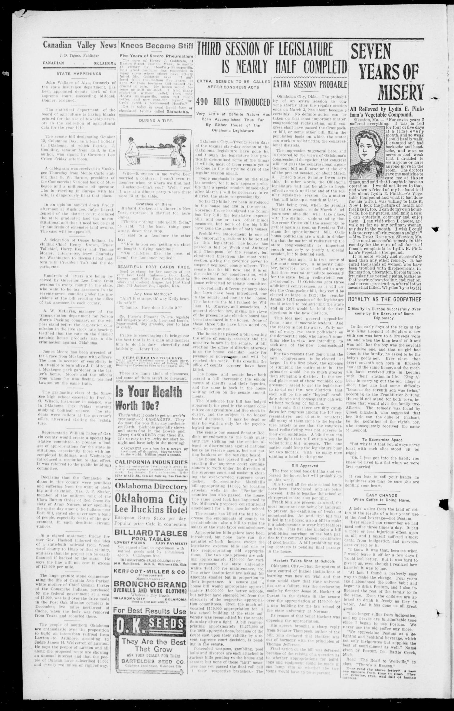 Canadian Valley News. (Canadian, Oklahoma), Vol. 1, No. 12, Ed. 1 Friday, February 3, 1911
                                                
                                                    [Sequence #]: 2 of 8
                                                
