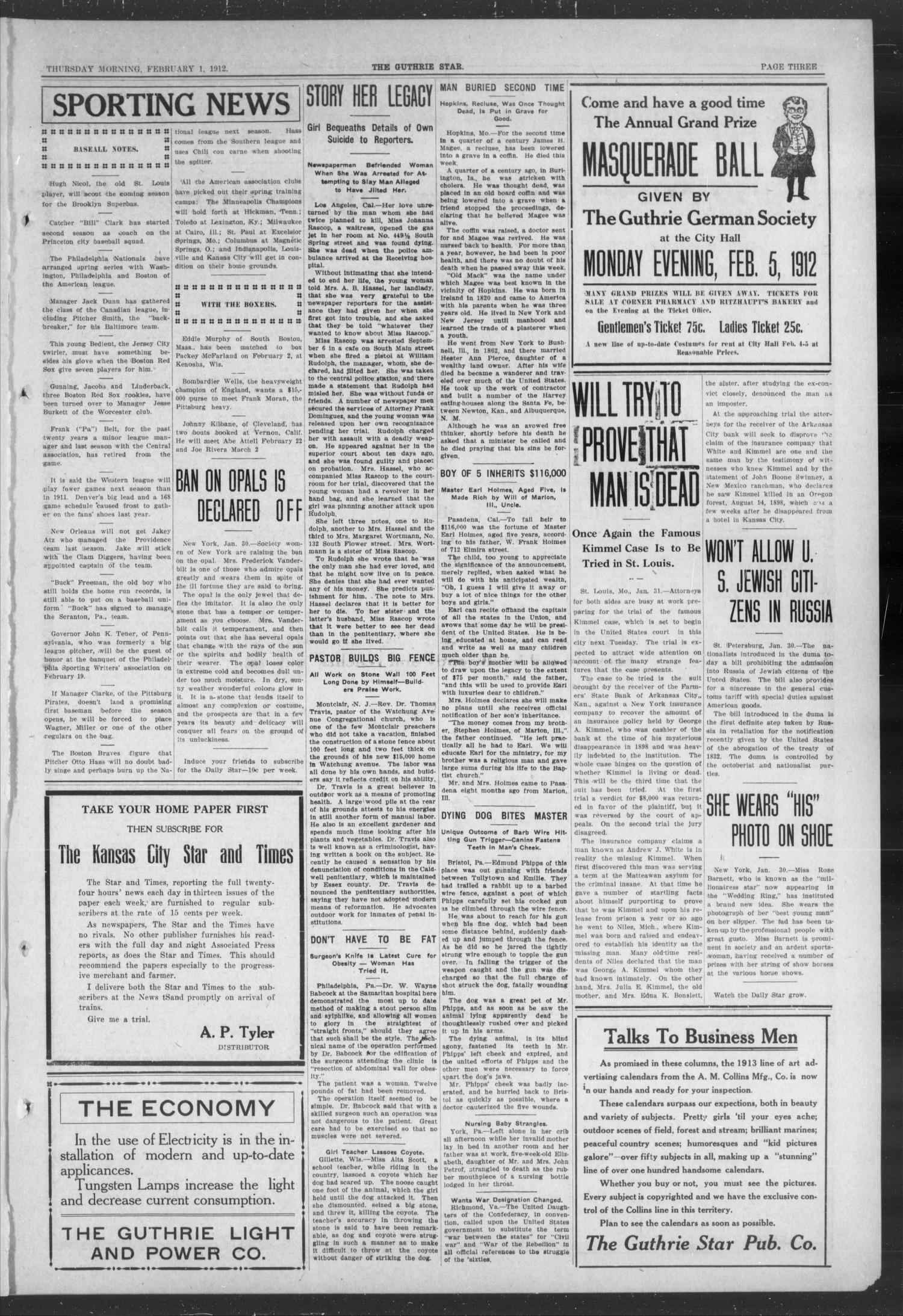 The Guthrie Daily Star (Guthrie, Okla.), Vol. 8, No. 281, Ed. 1 Thursday, February 1, 1912
                                                
                                                    [Sequence #]: 3 of 8
                                                