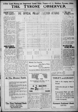 The Tyrone Observer (Tyrone, Okla.), Vol. 19, No. 9, Ed. 1 Thursday, August 10, 1922