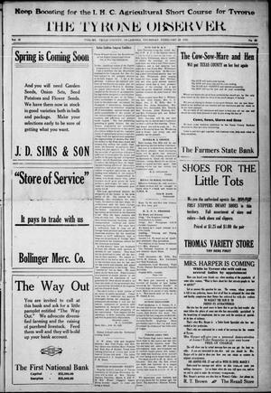 The Tyrone Observer. (Tyrone, Okla.), Vol. 18, No. 38, Ed. 1 Thursday, February 23, 1922