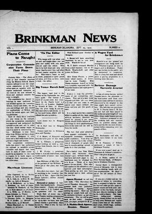 Brinkman News (Brinkman, Okla.), Vol. 1, No. 14, Ed. 1 Friday, September 23, 1910