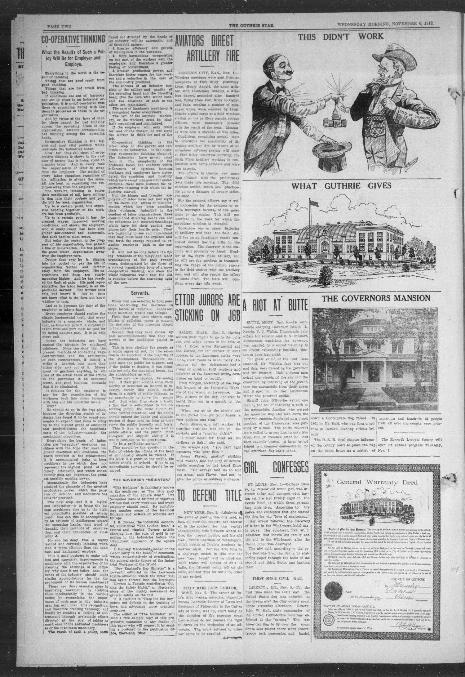 The Guthrie Daily Star (Guthrie, Okla.), Vol. 9, No. 207, Ed. 1 Wednesday, November 6, 1912
                                                
                                                    [Sequence #]: 2 of 16
                                                