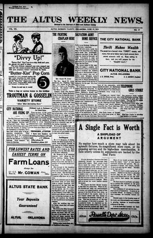 The Altus Weekly News. (Altus, Okla.), Vol. 20, No. 17, Ed. 1 Thursday, June 19, 1919