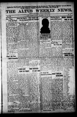 Primary view of The Altus Weekly News. (Altus, Okla.), Vol. 21, No. 23, Ed. 1 Thursday, July 29, 1920
