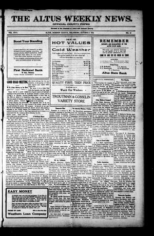 The Altus Weekly News. (Altus, Okla.), Vol. 18, No. 32, Ed. 1 Thursday, October 5, 1916