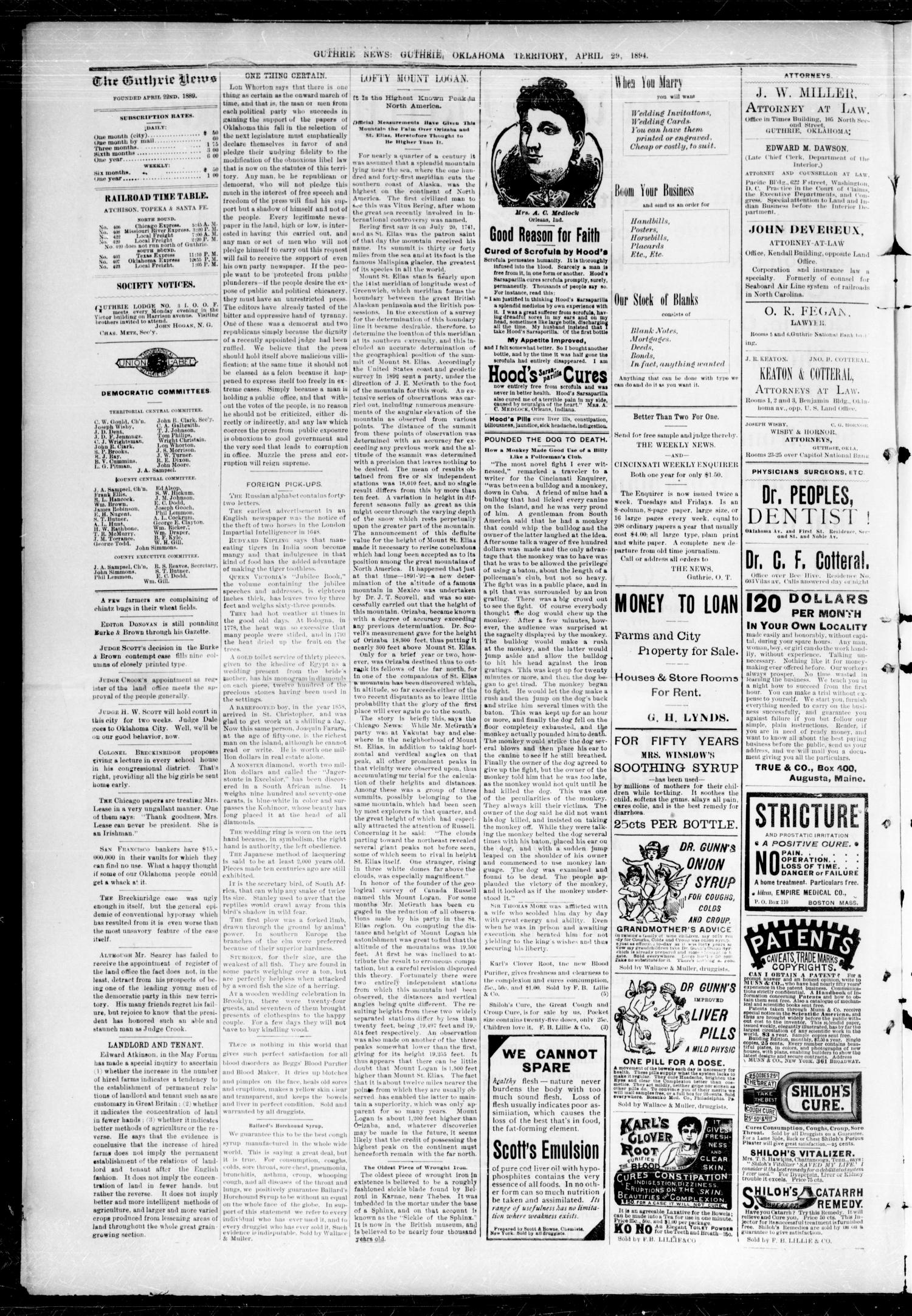 Guthrie Daily News. (Guthrie, Okla. Terr.), Vol. 5, No. 1471, Ed. 1 Sunday, April 29, 1894
                                                
                                                    [Sequence #]: 2 of 4
                                                